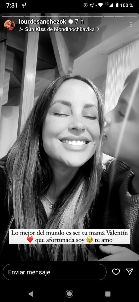 Lourdes Sánchez con su hijo Valentín en el día de la Madre (Instagram)