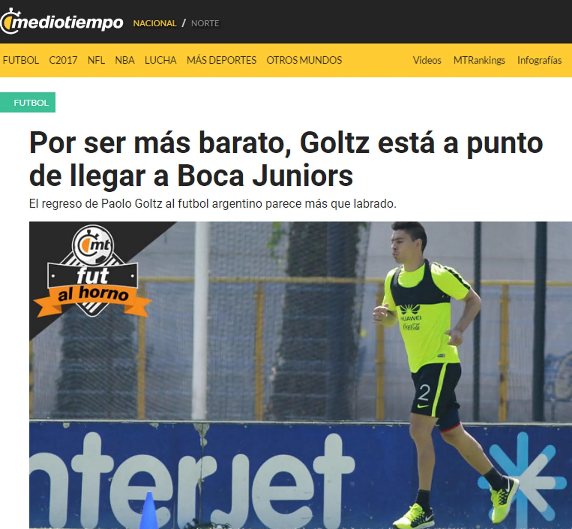 En México dan a Paolo Goltz como nuevo refuerzo de Boca