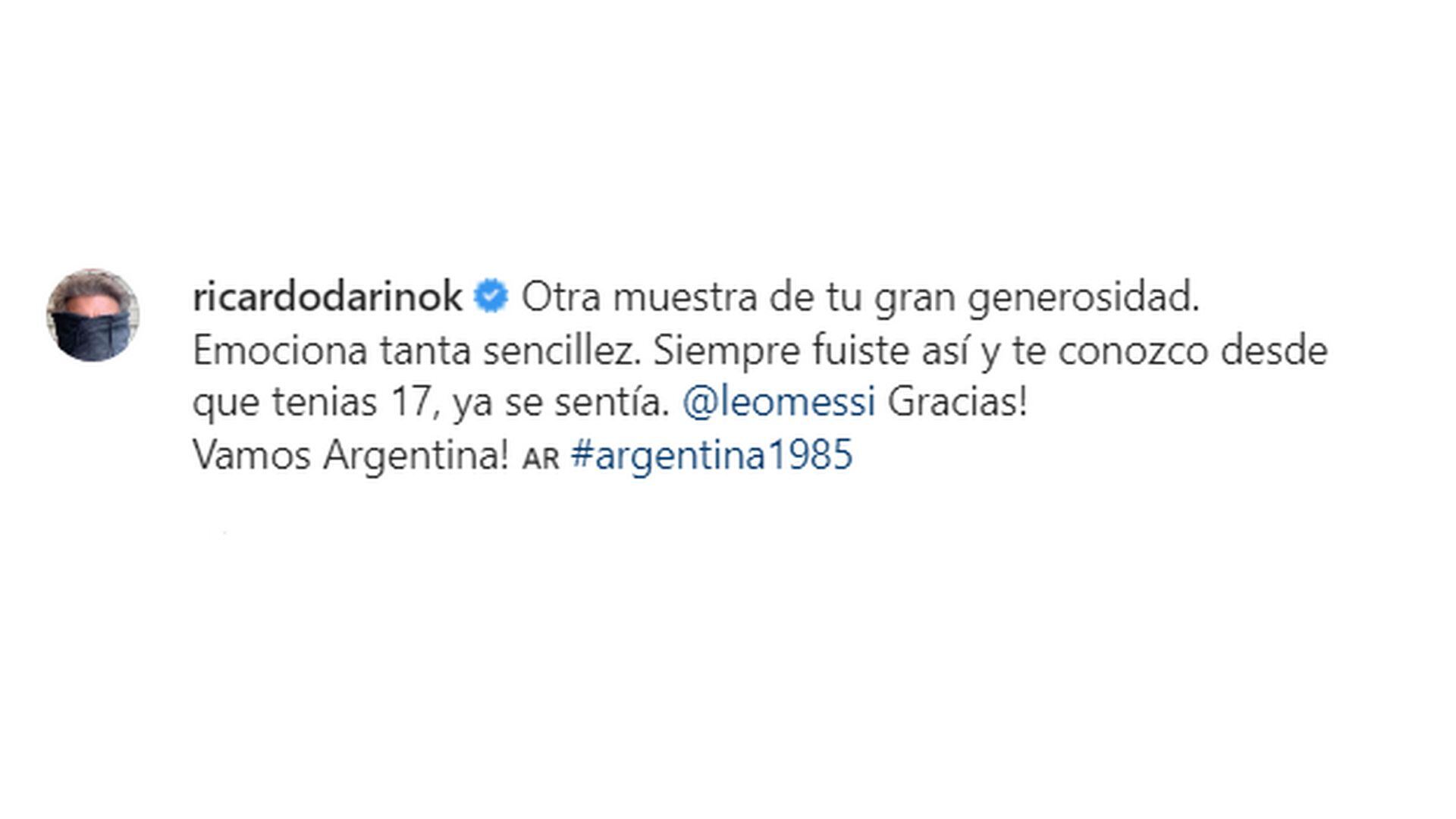 Ricardo Darín agradeció a Messi