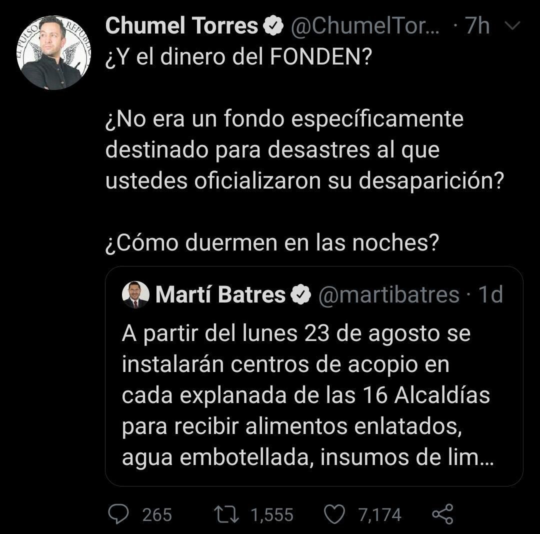 Y El Dinero Del Fonden” Chumel Torres Arremetió Contra Martí Batres 