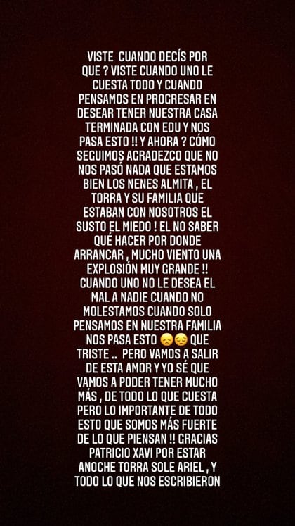 El descargo de Rocío Quiroz tras el fuerte temporal que azotó su vivienda