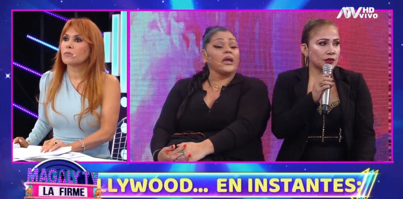 Magaly Medina is annoyed with her production due to the lack of audio.  (Capture: Magaly TV La Firme)