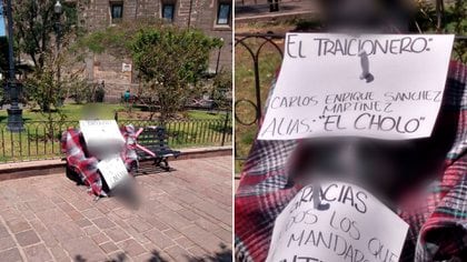 El cuerpo sin vida de Carlos Enrique Sánchez, el Cholo, fue hallado en el Jardín Hidalgo de Tlaquepaque (Fotos: @Eldruso / Twitter)