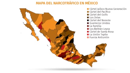 Mapa del narcotráfico en México. Con información de la UIF del gobierno federal (Mapa: Infobae México)