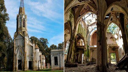 La iglesia de Vivoratá. que se observa desde la ruta 2. Fue afectada por una gran inundación