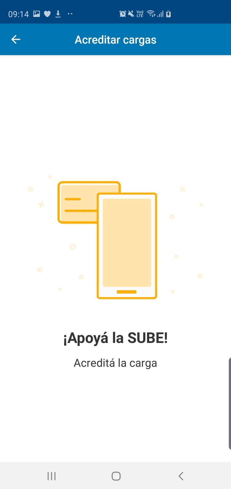 Una vez que cargó el saldo hay que acreditar el monto, apoyando el móvil en la parte posterior del celular.