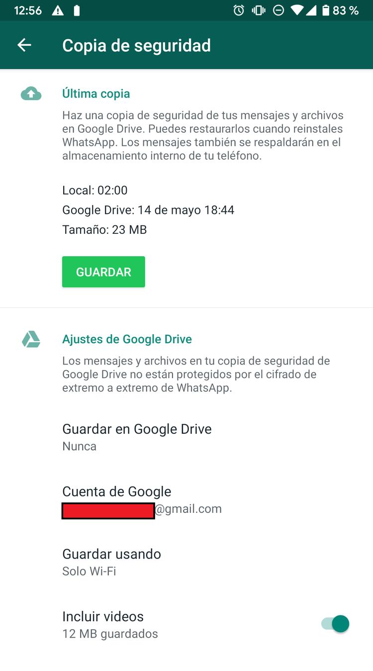 Dentro de Copia de seguridad y dentro de Ajustes de Google Drive se puede elegir con quÃ© frecuencia se quiere hacer copias.