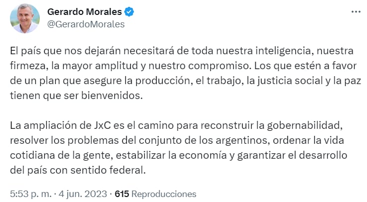 Gerardo Morales-Juntos por el Cambio