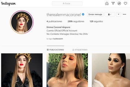 A pesar de tener cuentas asignadas, Emma Coronel tiene un perfil oficial de Instagram: therealemmacoronel (Foto: Captura de pantalla)