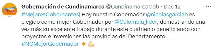 García Bustos destacó la importancia del apoyo recibido de su equipo de gobierno y de los alcaldes de la región, incluyendo la alcaldesa de Bogotá - crédito @CundinamarcaGob / X