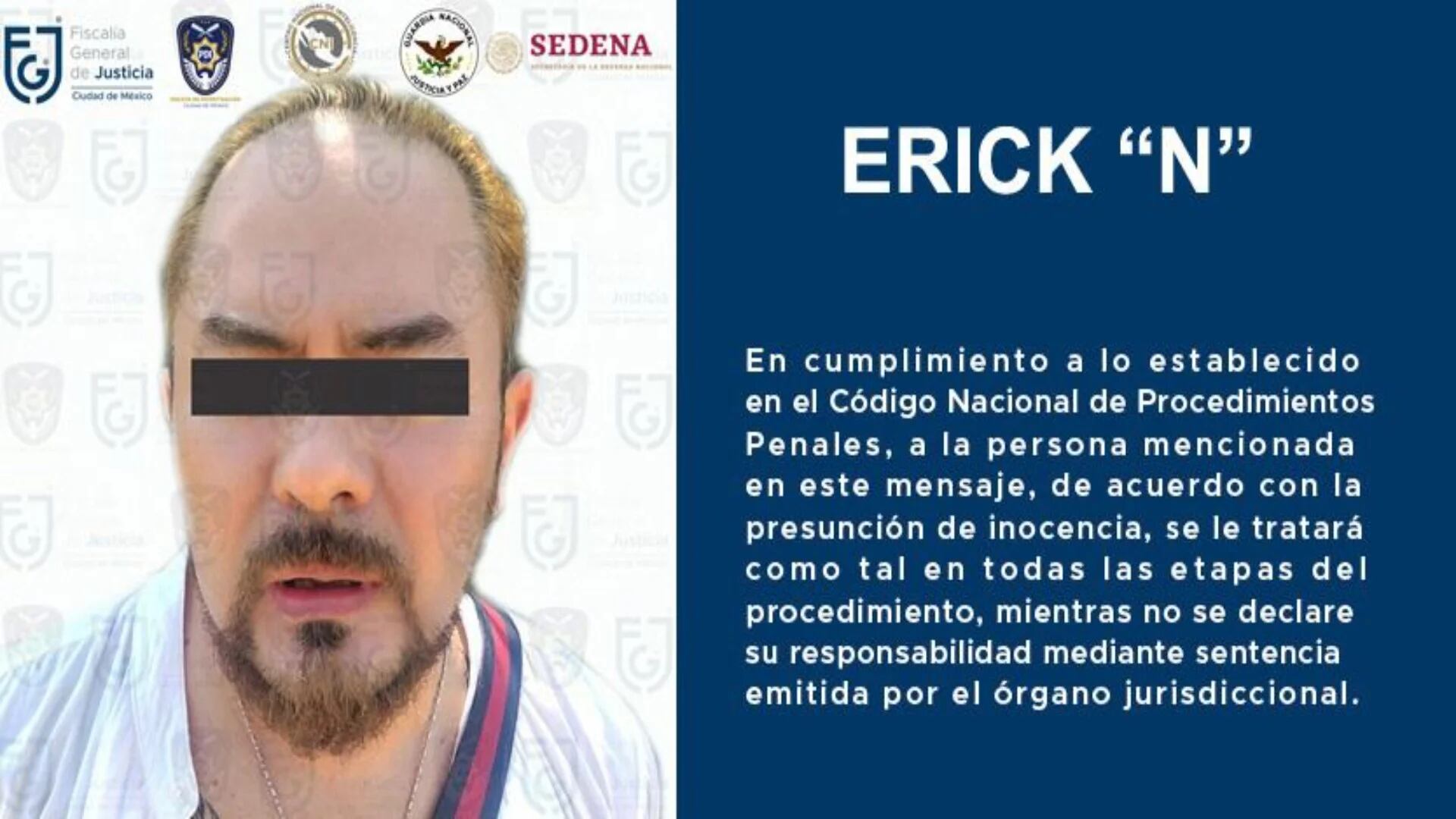 Erick "N" fue detenido en Oaxaca 
(Foto: Fiscalía CDMX)