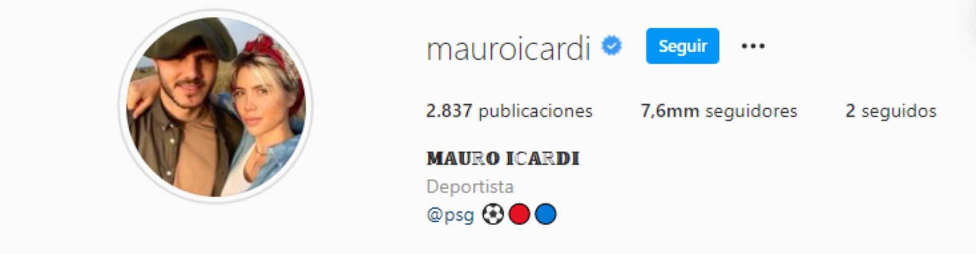 Mauro Icardi cambió su foto de perfil de Instagram: puso una selfie con Wanda; Además, solo sigue a dos cuentas: la del PSG y la de su esposa