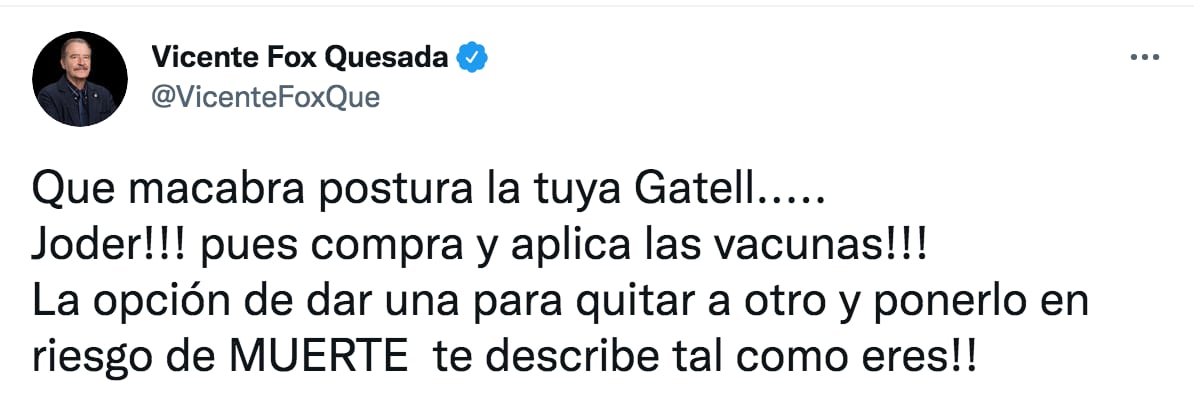 El ex presidente de México constantemente ocupa la red social para lanzarse al gobierno de AMLO (Foto: Twitter/@VicenteFoxQue)