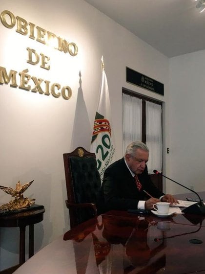 El presidente de México, Andrés Manuel López Obrador, participó este sábado en la reunión del grupo G-20 (Foto: @GMarquezColin)