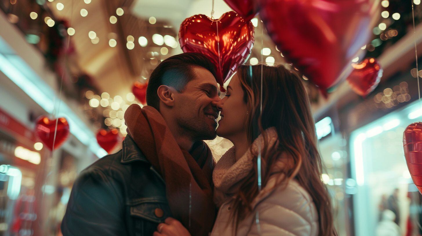 Compras de San Valentín, elecciones de pareja, ambientes románticos en centros comerciales, intercambio de regalos - (Imagen Ilustrativa Infobae)