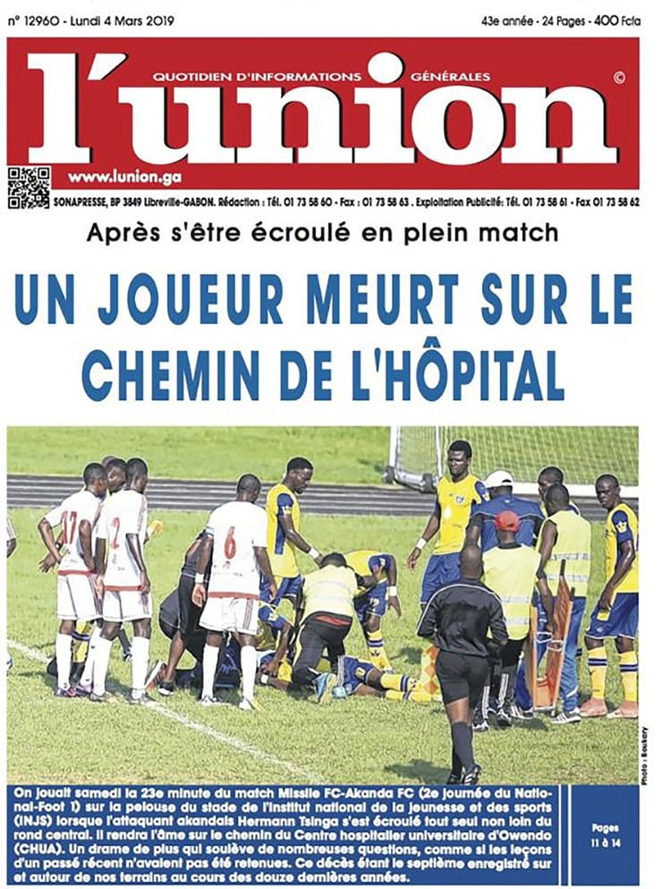 Así reflejó el diario gabonés la trágica noticia