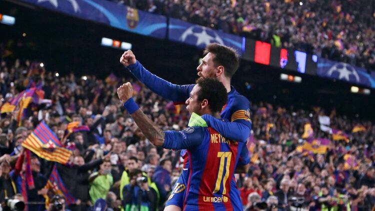La celebración de Neymar con Lionel Messi aquel día por la Champions League (Foto: AP)