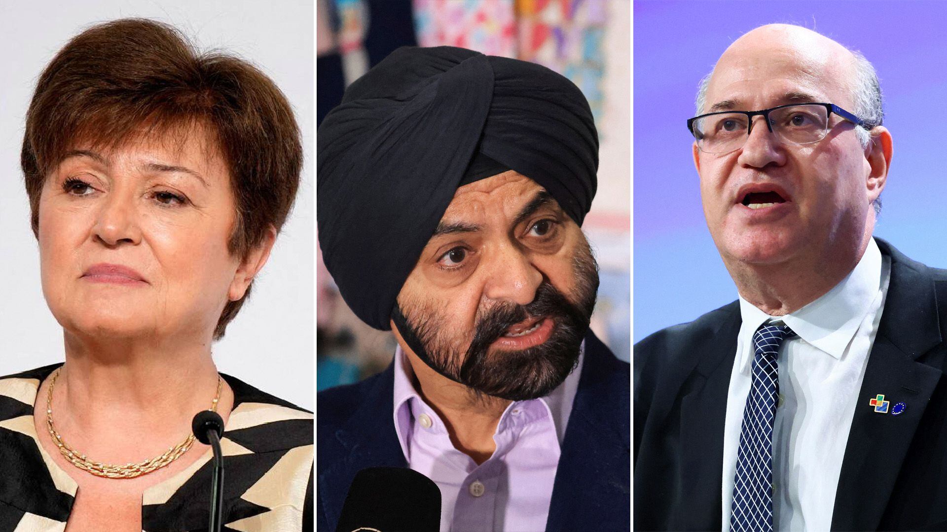 Kristalina Georgieva del FMI, Ajay Banga del Banco Mundial e Ilan Goldfajn del BID