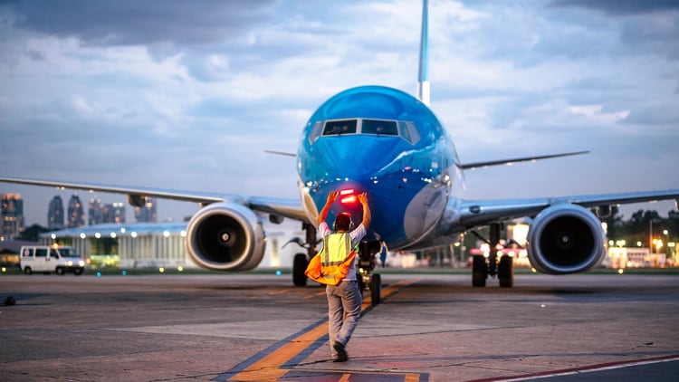 Uno de los aviones de la empresa aérea de bandera