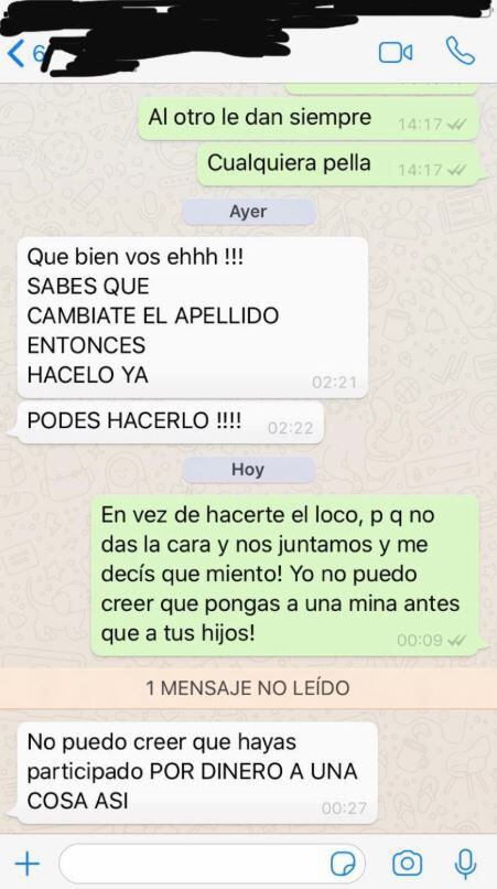 Alexander Caniggia publicó una captura de la supuesta conversación que habría mantenido con su padre. Luego de la publicación, ninguno de los dos se manifestó al respecto.