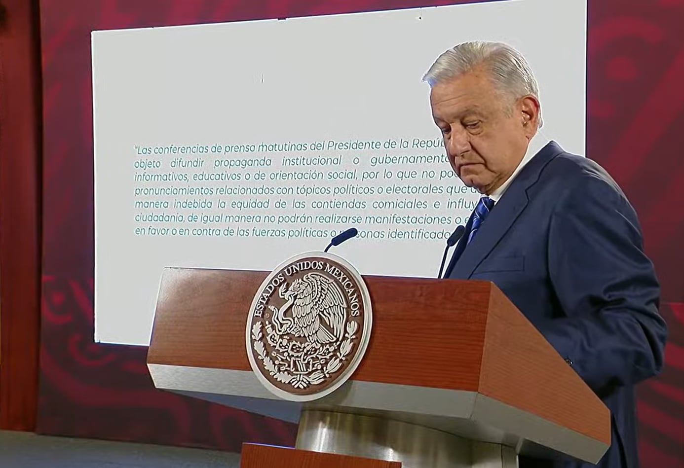 López Obrador compartió la advertencia que deberán emitir cada mañana. (Foto: Captura de pantalla | Presidencia)