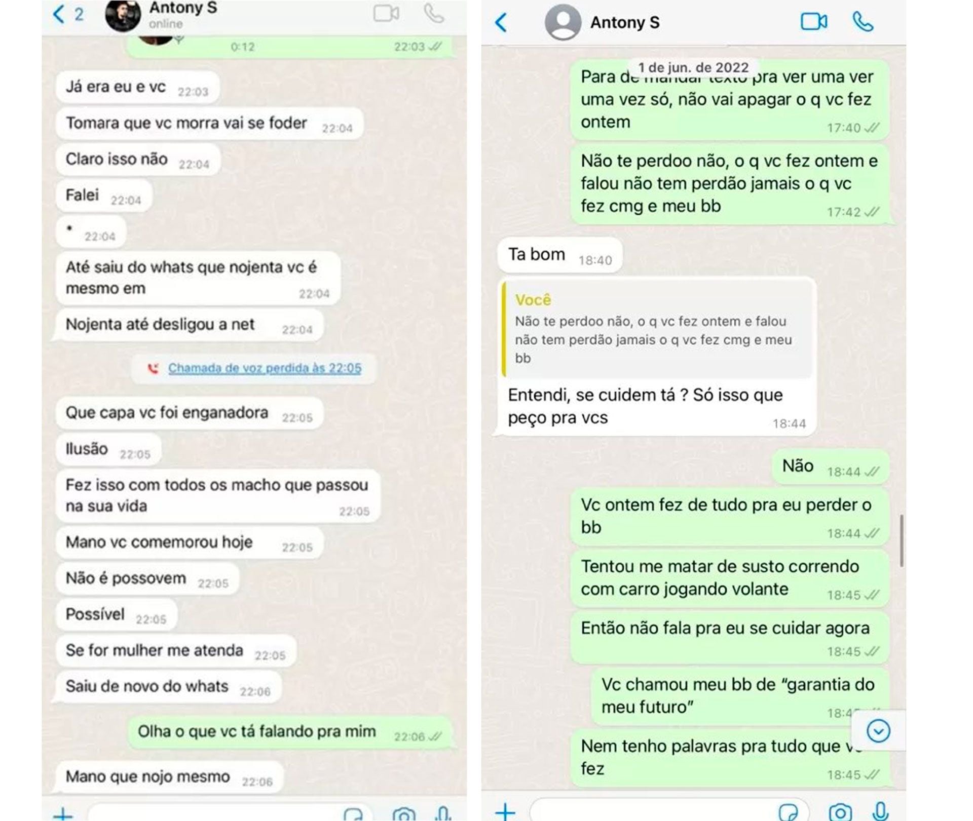 Las conversaciones de Whatsapp entre Antony y Gabriela que tiene la justicia en su poder (Foto: UOL)