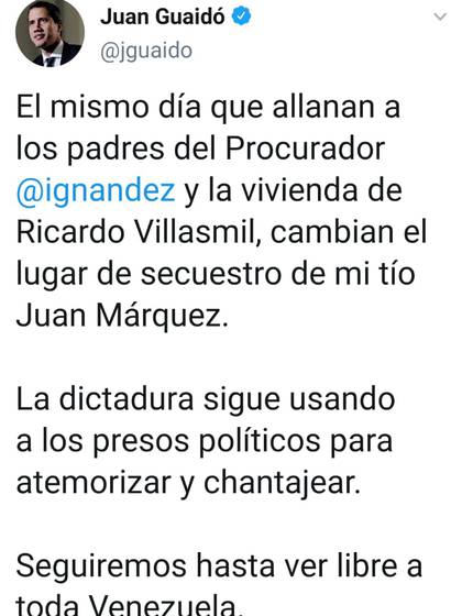 Tweet de Juan Guaidó