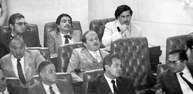 Pablo Escobar desde su curul en la Cámara de Representantes. 