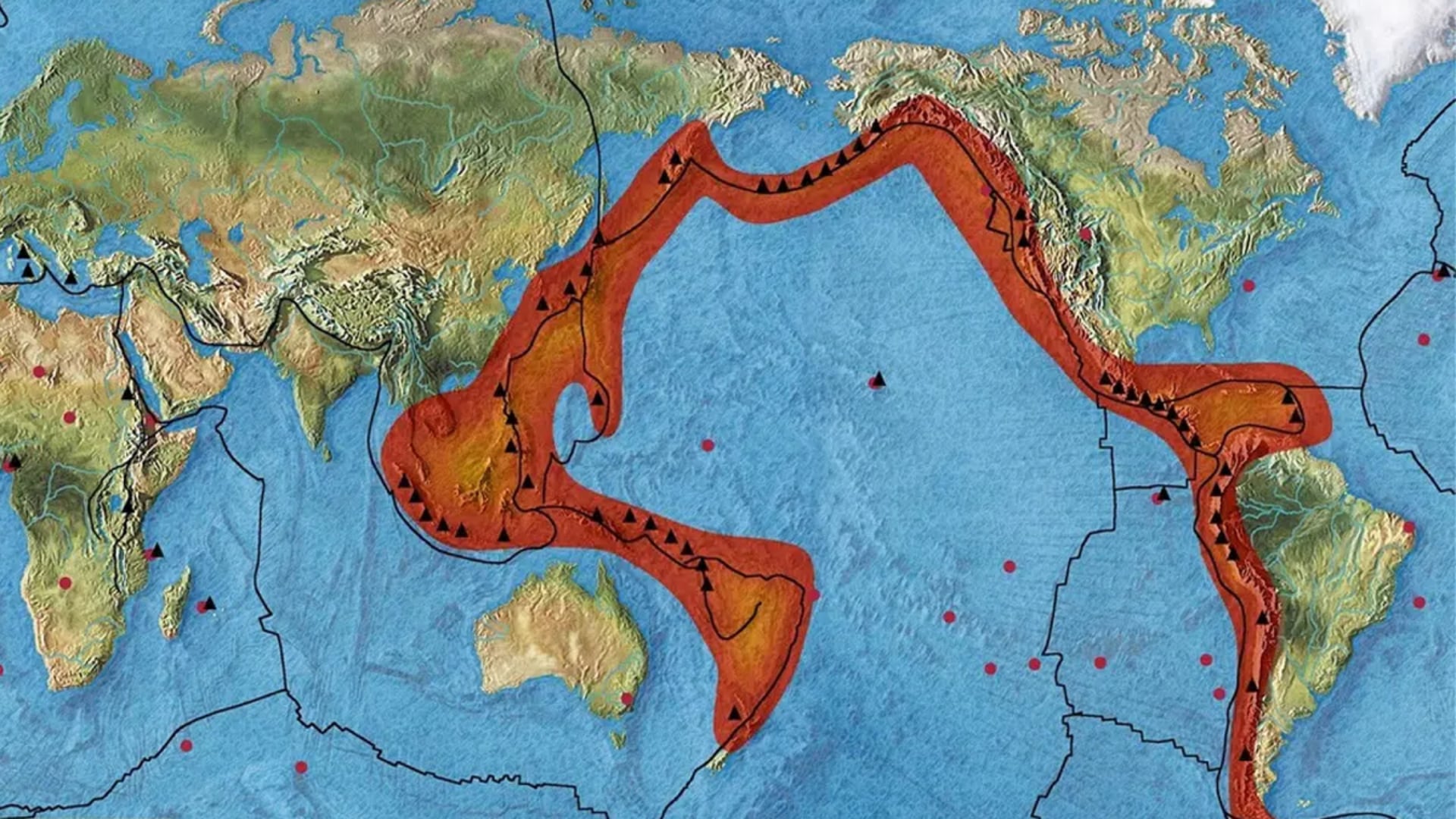 Área que abarca el Cinturón de fuego del Pacífico.