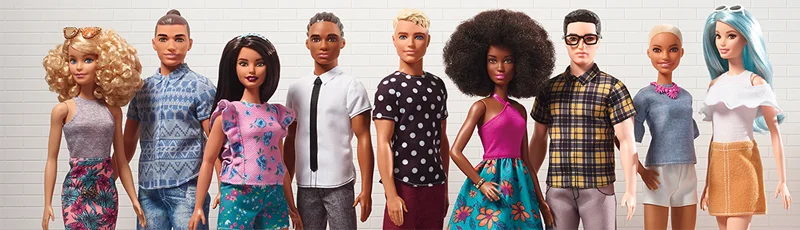 Ken y Barbie ‘Fashionistas’, una de las líneas de Mattel y Barbie que cuenta con más de 100 modelos de muñecas dónde la inclusión y la diversidad son un gran factor para la compañía (Barbie/Mattel)