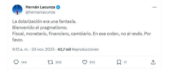 Tuit Hernán Lacunza