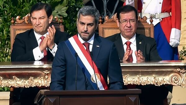 Mario Abdo BenÃ­tez brindÃ³ su primer discurso como presidente (Reuters)