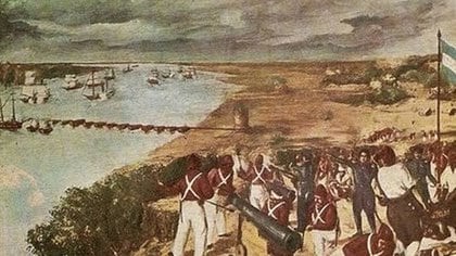 El combate de la Vuelta de Obligado, librado el 20 de noviembre de 1845.