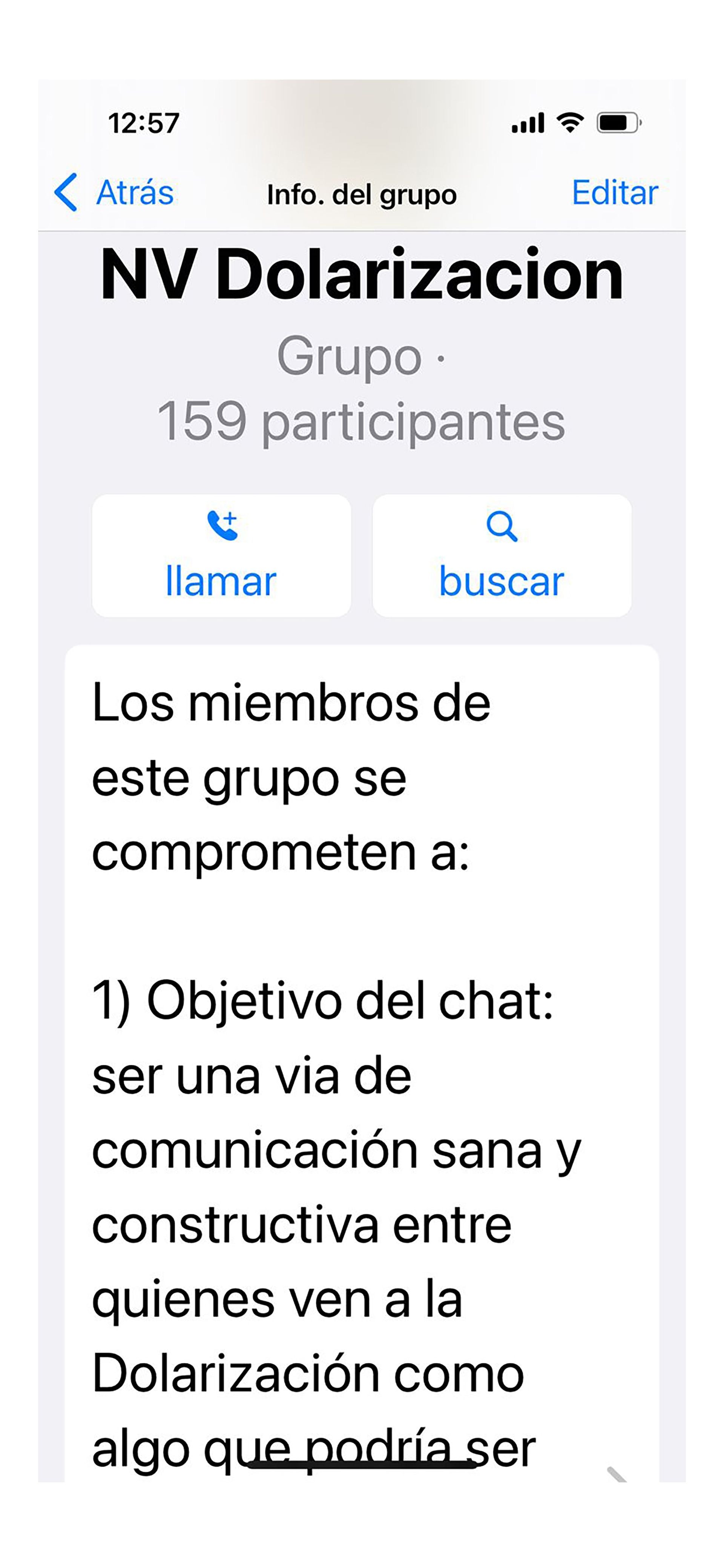 El grupo de whatsapp "Nuestra voz-Dolarización" fue creado en agosto de 2022, pero con el triunfo de Javier Milei en las PASO ganó muchos más adeptos