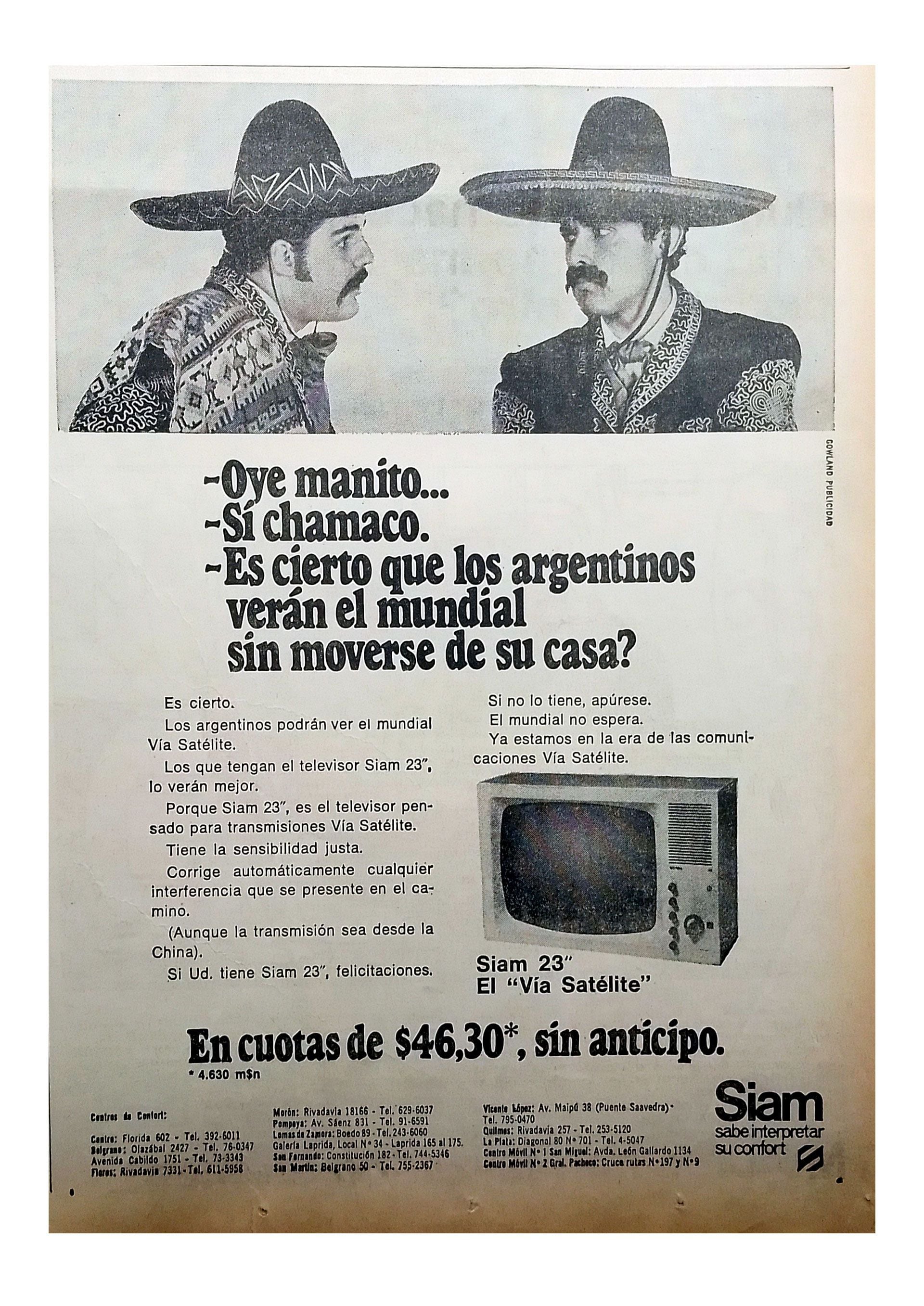 La publicidad de televisores marcada por la primera transmisión vía satélite para un Mundial de fútbol con México 1970