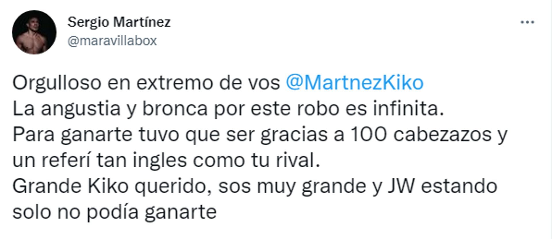 tweet maravilla martinez for kiko martinez's fight