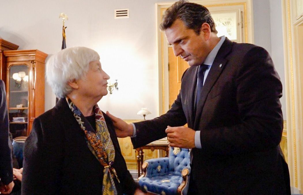 Massa con la secretaria del Tesoro de EEUU, Janet Yellen