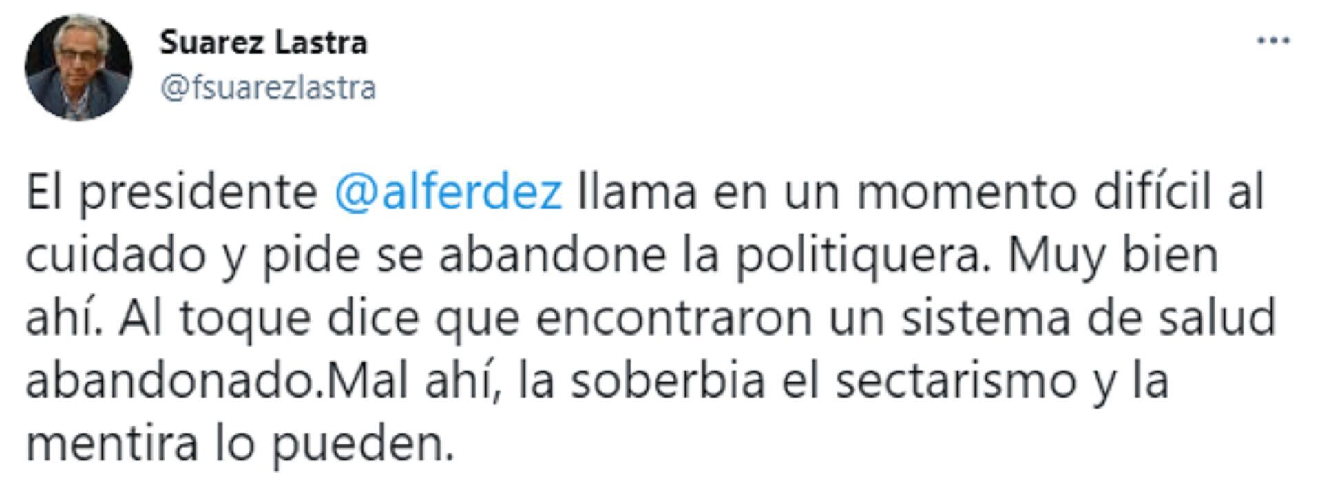 “La soberbia el sectarismo y la mentira lo pueden”, dijo el radical Facundo Suárez Lastra