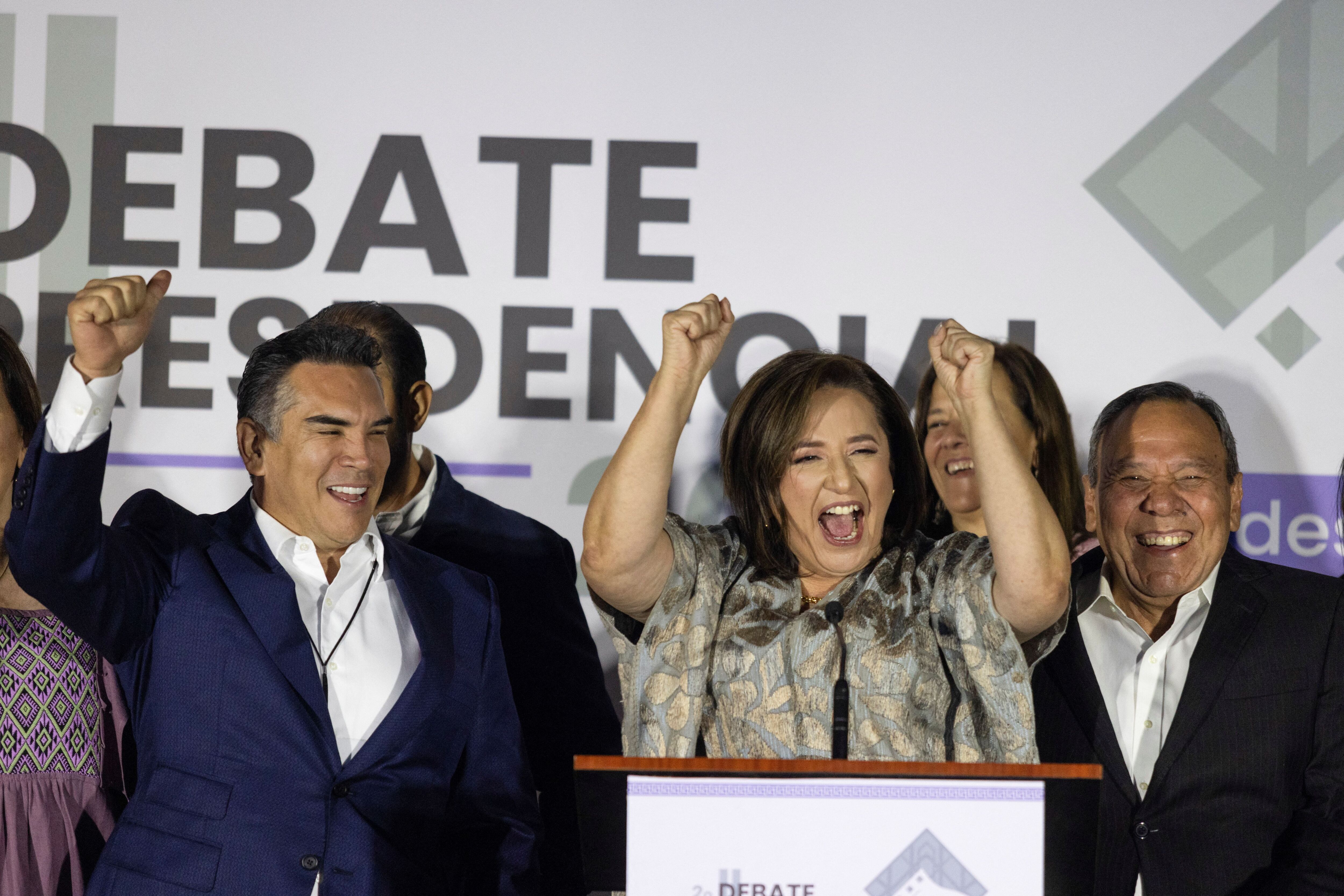 Xóchitl Gálvez al salir del debate. REUTERS/Quetzalli Nicte-Ha