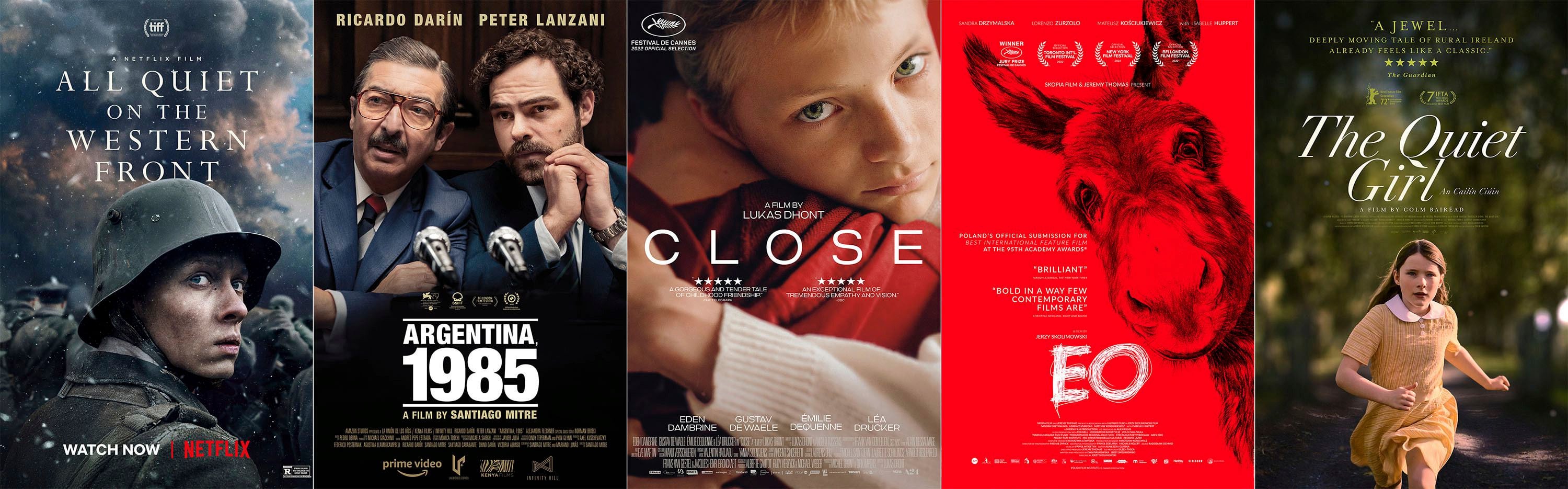 En esta combinación de fotografías el arte promocional de las películas nominadas al Oscar en la categoría de mejor película internacional. (Netflix/Amazon/A24/Sideshow y Janus Films/Super vía AP)