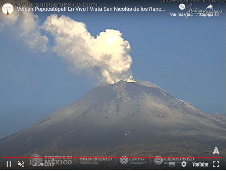 Así amanece hoy el volcán Popocatépetl