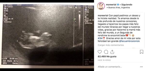 La publicaciÃ³n de Morena Rial anunciando su embarazo