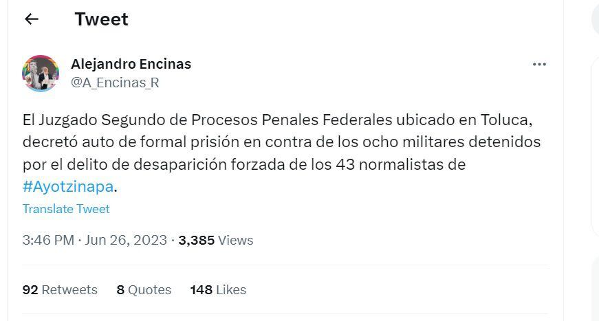 Alejandro Encinas informó los hechos a través de redes sociales 
(Foto: Twitter/@A_Encinas_R)