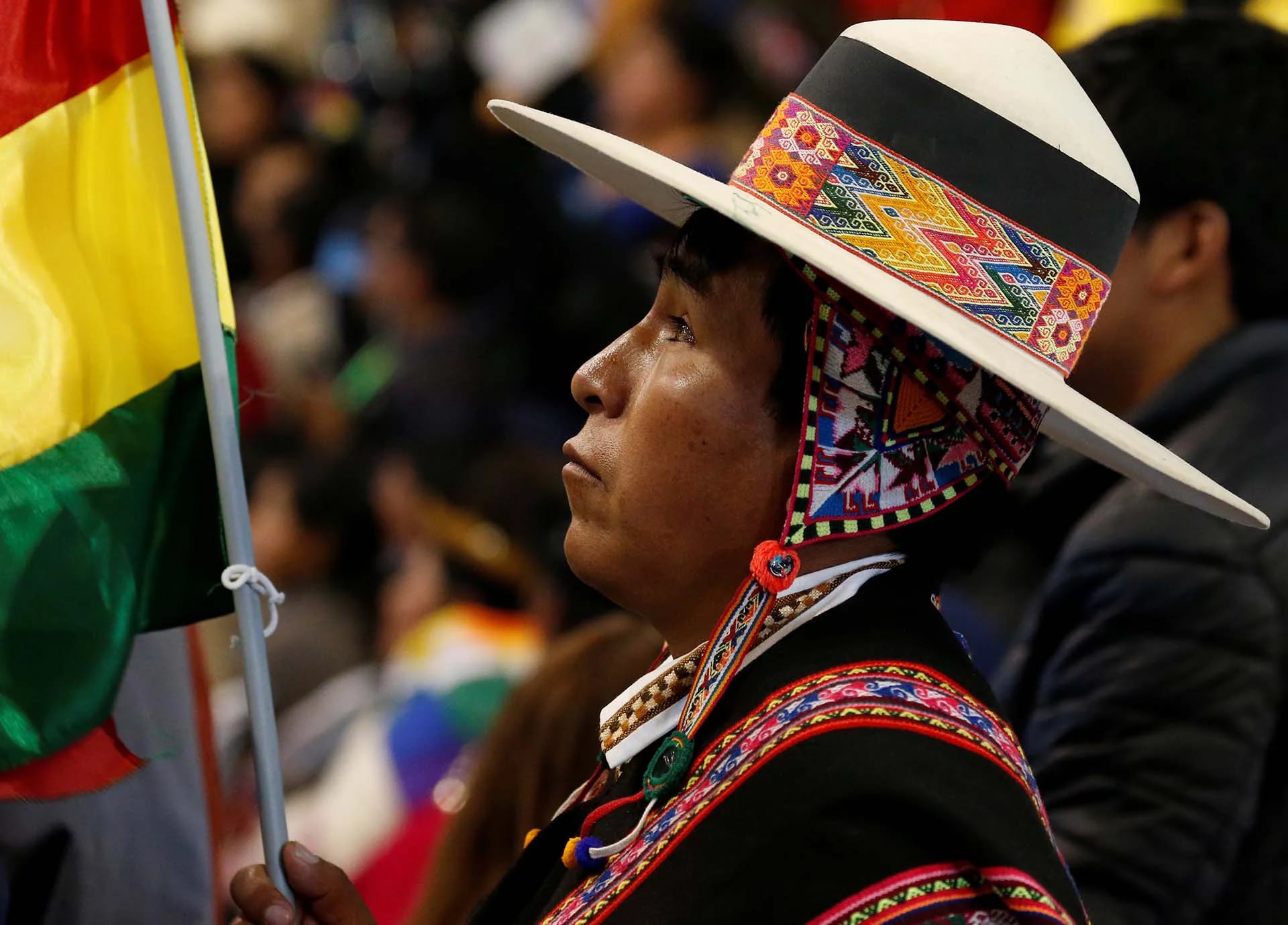 Un seguidor de Evo Morales participa de la Conferencia de los Pueblos del Mundo en Tiquipaya, Cochabamba, Bolivia