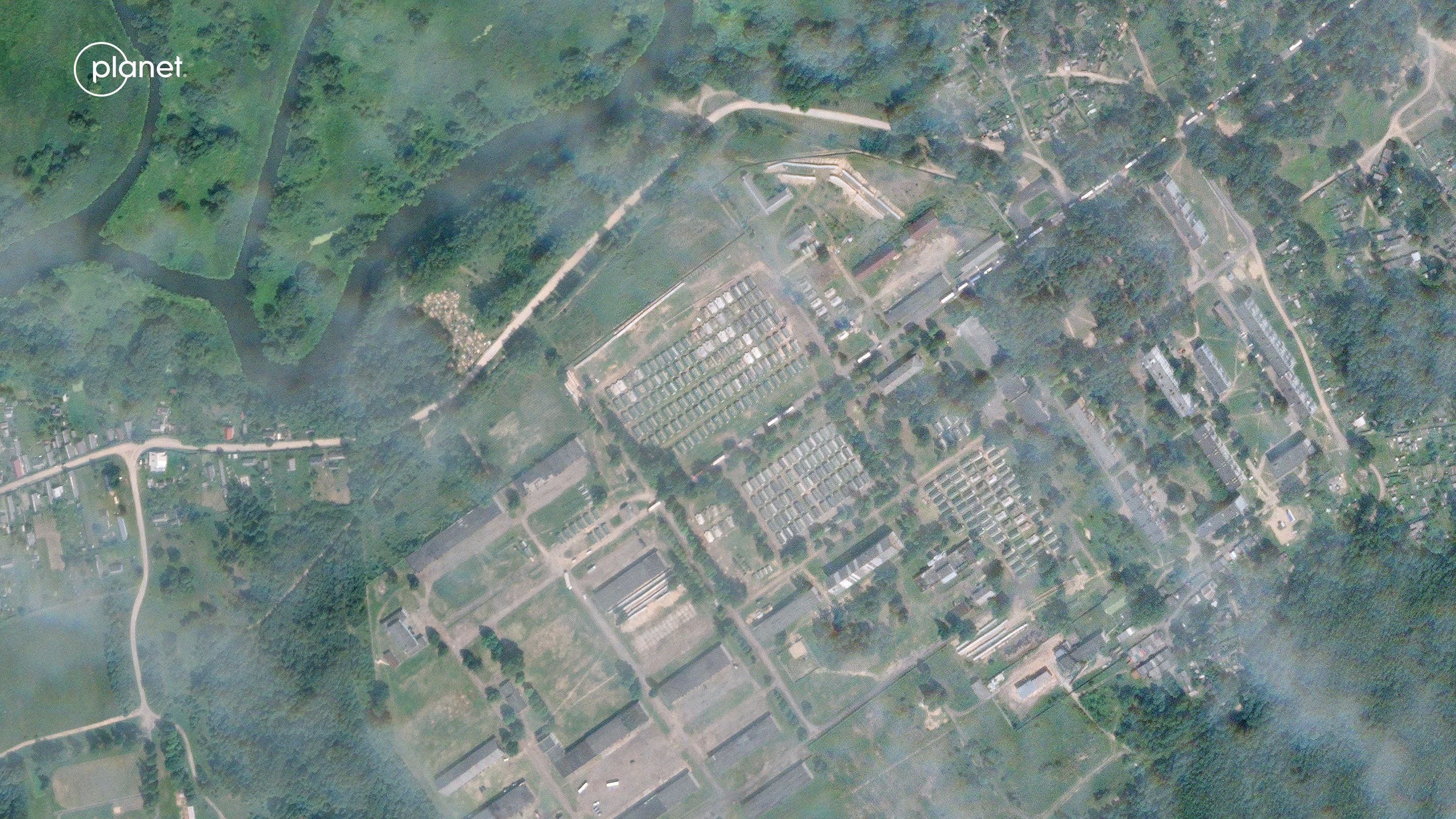 Imagen satelital del campamento en Tsel (Planet Labs/Reuters)
