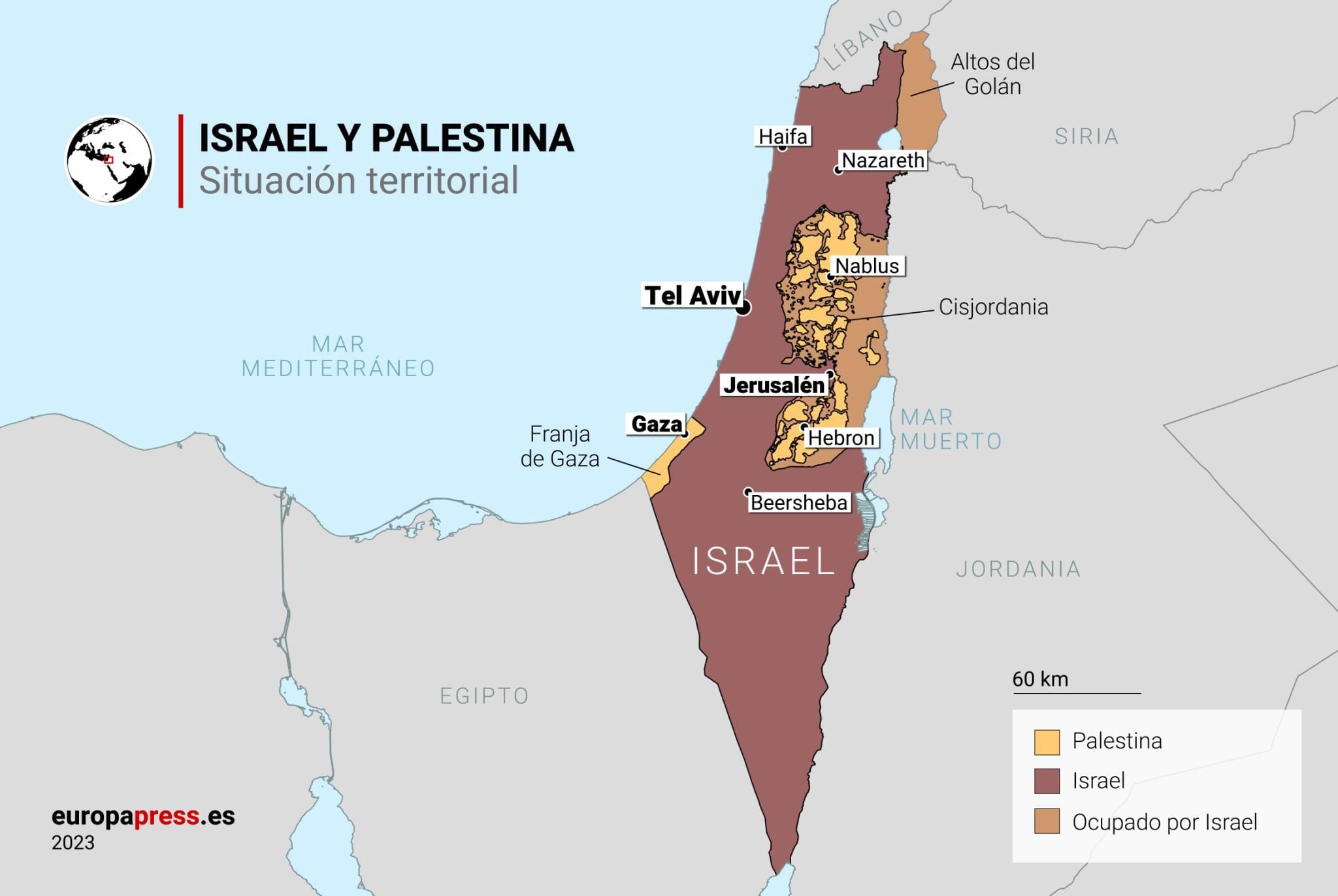 Situación territorial actual entre Israel y Palestina (Europa Press)