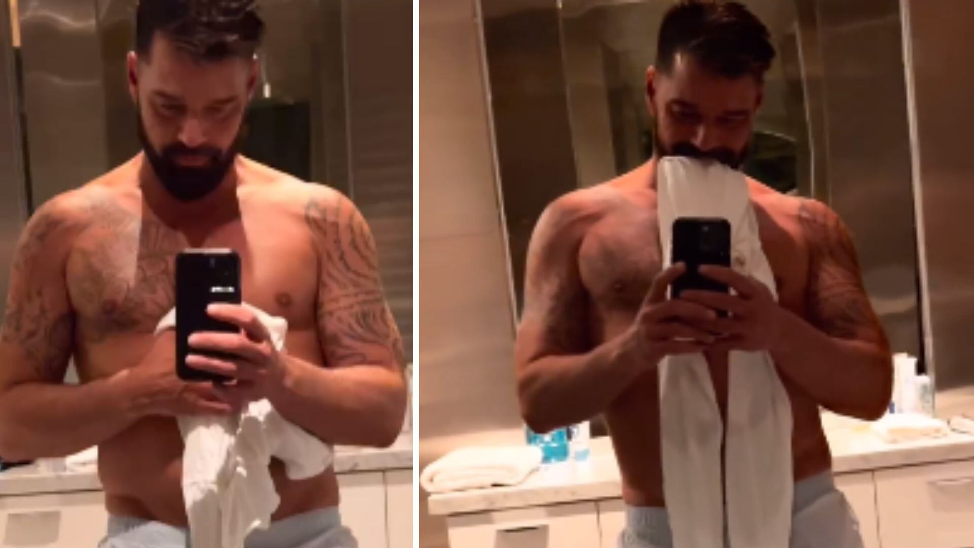 Ricky Martin publicó un video semidesnudo y causó furor en las redes