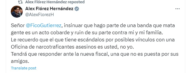 El senador Alexander Flórez arremetió contra la actual administración de Medellín, en cabeza de Federico Gutiérrez - crédito @AlexFlorezH/X