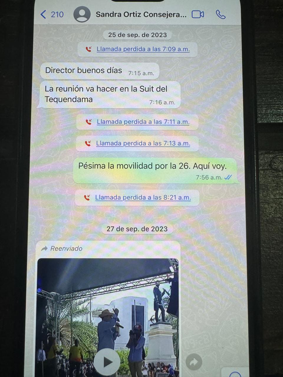 Chats de Olmedo López con Sandra Ortiz - crédito redes sociales