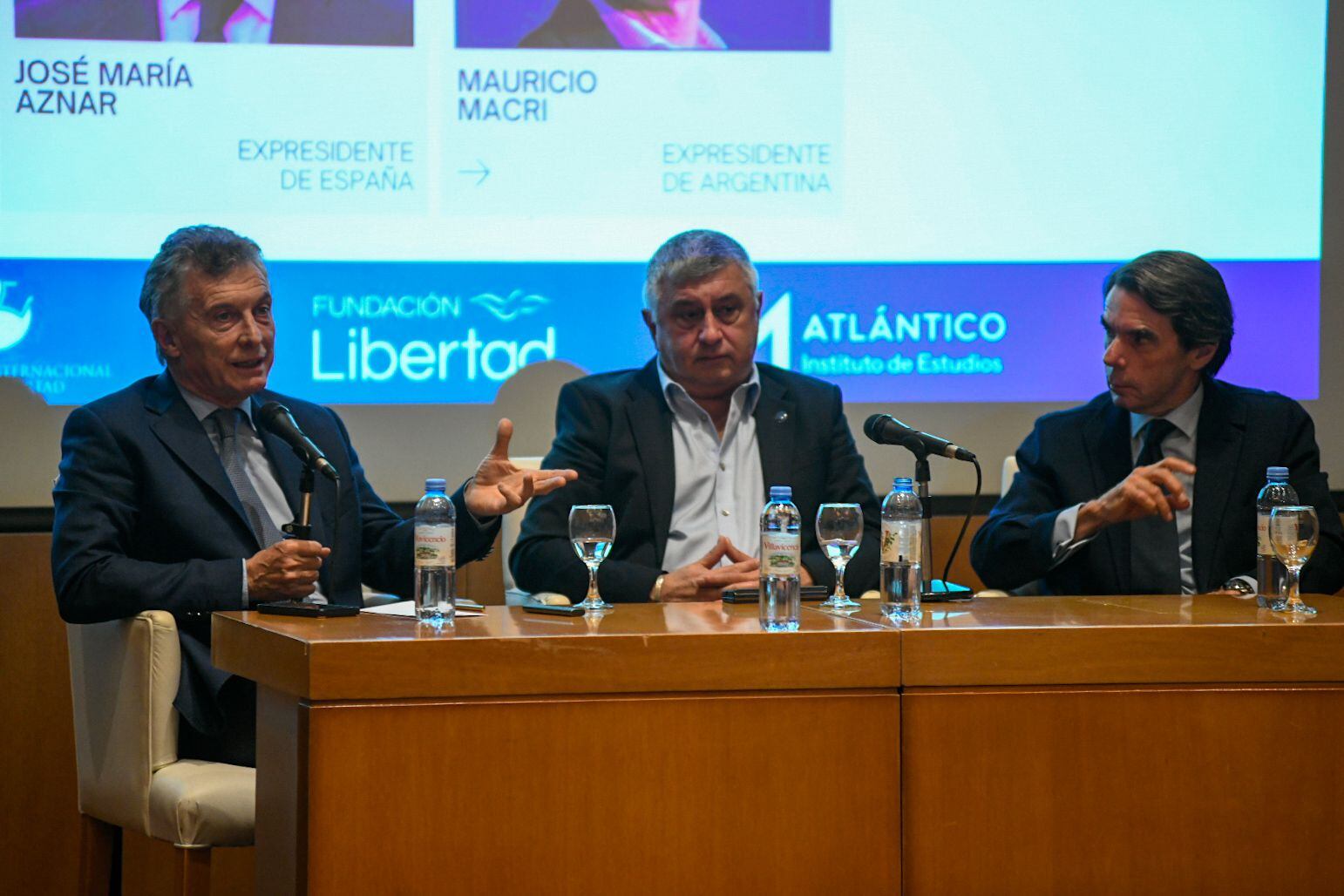 Macri, Gerardo Bongiovanni y José María Aznar (crédito Fundación Libertad)